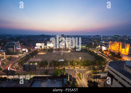 Blick auf Simpang Lima Square, Semarang, Indonesien Stockfoto