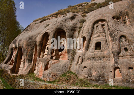 Die Mati Si-Tempel in den Felsen, Zhangye, Gansu, China Stockfoto