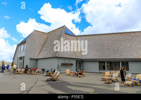 Portland, Oregon - 17. Juni 2018: Timberline Lodge & Ski- und Snowboardbereich am Mt. Hood, Oregon Stockfoto