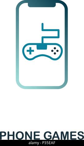 Telefon Symbol Games. Flat Style Icon Design. UI. Abbildung: handy spiele Symbol. Piktogramm isoliert auf Weiss. Fertig in web design, Anwendungen, Software, Druck verwenden. Stock Vektor