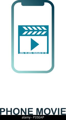 Handy Film Symbol. Flat Style Icon Design. UI. Abbildung: Handy Film Symbol. Piktogramm isoliert auf Weiss. Fertig in web design, Anwendungen, Software, Druck verwenden. Stock Vektor