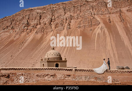 In der Flammenden Berge, Turpan, Xinjiang, China Heiraten Stockfoto