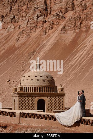 In der Flammenden Berge, Turpan, Xinjiang, China Heiraten Stockfoto