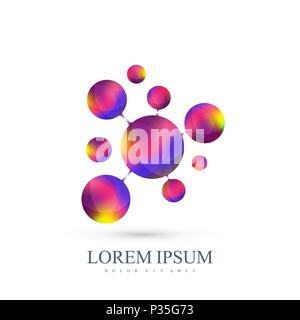 3D Schriftzug Symbol dna, Molekül, Atom, Neuron. Vector template Logo für Medizin, Wissenschaft, Technik, Chemie, Biotechnologie. Stock Vektor