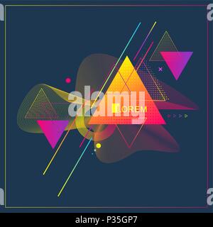 Moderne abstrakte Dreieck geometrische Muster und Hintergrund mit dynamischer linearer Wellen. Vector Illustration geeignet für Design, Poster, Abdeckung, Vorlage, Broschüre, Flyer. Stock Vektor