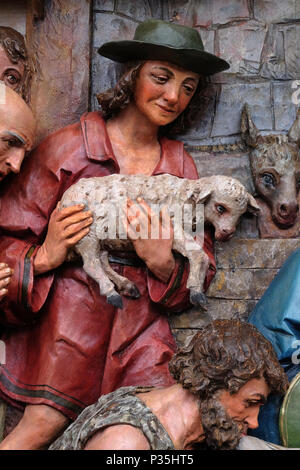 Die Anbetung der Schäfer, Krippe, Altarbild in der Kirche des hl. Matthäus in Stitar, Kroatien Stockfoto