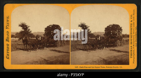 . Clark Foss und seine Geysir Team, Sonoma County, Cal. Alternative Titel: Große Geysir Federn, 1187. Abdeckung: 1868?-1875?. Digitale Element veröffentlicht 8-31 2005; 2-12-2009 aktualisiert. 68 Clark Foss und seine Geysir Team, Sonoma County, Cal, von Thomas Houseworth &Amp; Co.2 Stockfoto