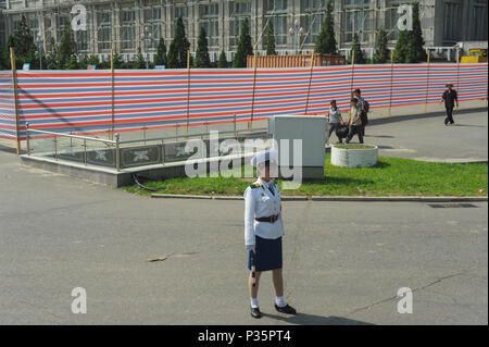 Pjoengjang, Nordkorea, ein Verkehrspolizist in Pjoengjang Stockfoto