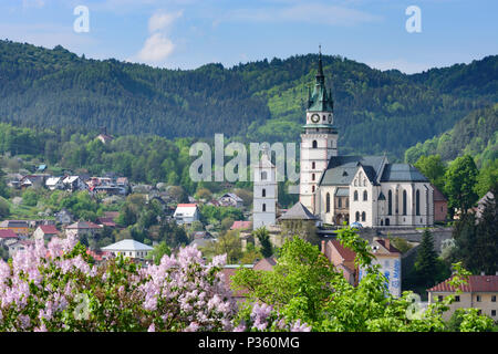 Kremnitz (kremnica): Stadt Burg mit die Kirche St. Katharina, Altstadt in der Slowakei, Stockfoto