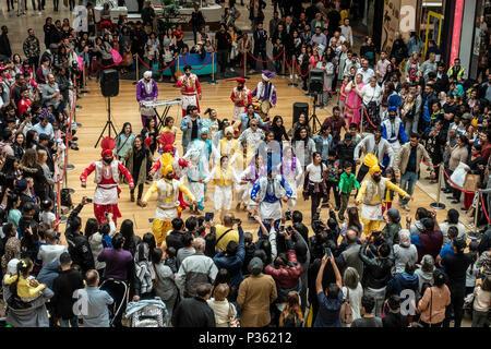 Lions von Punjab, Jungen des Punjab und Beteiligung des Publikums; Bhangra Tanz; Stierkampfarena, Birmingham Stockfoto