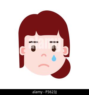 Mädchen Kopf emoji Persönlichkeit Symbol mit Gesichts Emotionen, Avatar, Frau schlafen Gesicht mit unterschiedlichen Emotionen Konzept. Flaches Design. Stock Vektor