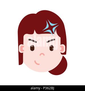 Mädchen Kopf emoji Persönlichkeit Symbol mit Gesichts Emotionen, Avatar, Frau Idee Gesicht mit verschiedenen weiblichen Emotionen Konzept. Flaches Design. Stock Vektor