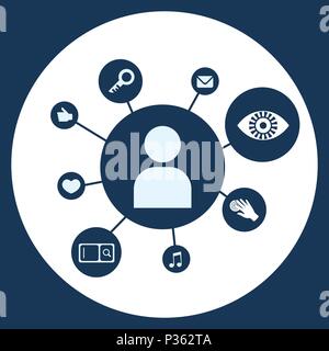 Relation Diagram Vielfalt Symbol auf weißem Kreis Hintergrund Sicherheit und Datenschutz Allgemeine Datenschutzverordnung BIPR Konzept flach Stock Vektor