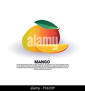 Mango auf weißem Hintergrund, gesunden Lebensstil oder Diät Konzept, Logo für frische Früchte Stock Vektor
