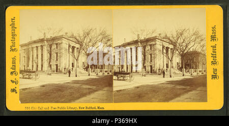 66 City Hall und kostenlose öffentliche Bibliothek, New Bedford, Mass, Adams, S. F., 1844-1876 Stockfoto