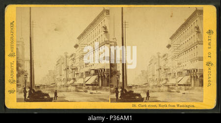 . Clark Street nördlich von Washington [Straße]. Alternative Titel: Blick auf Chicago. 58. Abdeckung: 1865?-1915?. Quelle Impressum: 1865?-1915?. Digitale Element veröffentlicht 6-15 2005; 2-12-2009 aktualisiert. 68 Clark Street nördlich von Washington (Straße), durch Carbutt, John, 1832-1905 Stockfoto