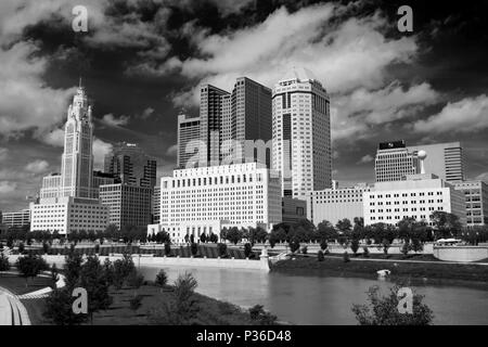 Columbus, Ohio skyline Schwarz und Weiß Stockfoto