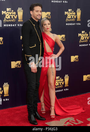 G-Eazy und Halsey die Teilnahme an der 2018 MTV Movie und TV Auszeichnungen bei den Barker Hangar in Los Angeles, USA statt. PRESS ASSOCIATION Foto. Bild Datum: Samstag, Juni 16, 2018. Photo Credit: Francis Specker/PA-Kabel Stockfoto