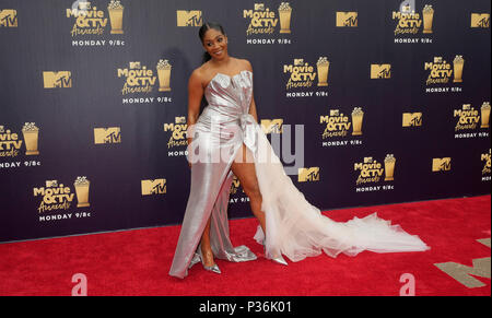 Tiffany Haddish Teilnahme an die 2018 MTV Movie und TV Auszeichnungen bei den Barker Hangar in Los Angeles, USA statt. PRESS ASSOCIATION Foto. Bild Datum: Samstag, Juni 16, 2018. Photo Credit: Francis Specker/PA-Kabel Stockfoto