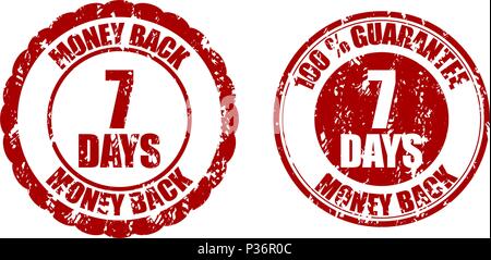 Geld-zurück-Garantie von 7 Tagen. Vektor garantieren sieben Tage ohne Risiko, Zeit Rückerstattung Garantie Abbildung Stock Vektor