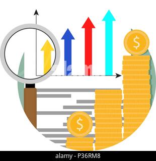 Wachstumsmarkt, finanzielle Analyse Chart Symbol. Das Wachstum der finanziellen Analyse, Grafik und Bild. Vector Illustration Stock Vektor