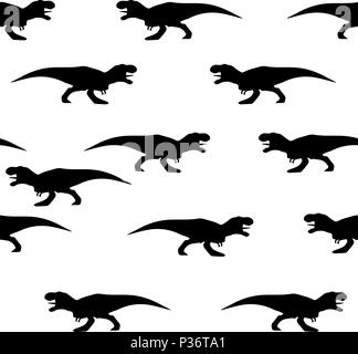 Nahtlose Muster der Silhouetten der tyrannosaurier. Vector Illustration. Auf einem weißen Hintergrund. Stock Vektor