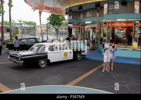 Singapur, Republik Singapur, American Diner in den Universal Studios auf der Insel Sentosa Stockfoto