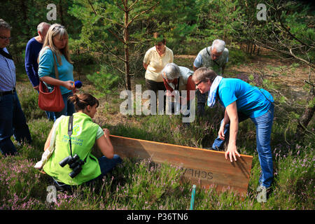 Geführte Fahrradtour an Wirler Spitze, die ehemalige Grenze zur DDR (DDR), Ziemendorf, Altmark, Sachsen-Anhalt, Deutschland, Europa Stockfoto