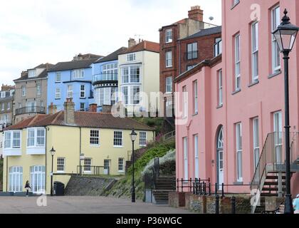 Cromer bunte Häuser, Norfolk Stockfoto