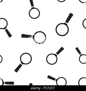 Symbol Vergrößerungsglas nahtlose Muster Hintergrund. Geschäftskonzept Vector Illustration. Suche Lupensymbol Muster. Stock Vektor