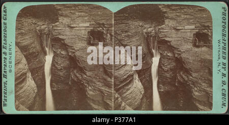 . Eingang Kaskade. Alternative Titel: Watkins, Havanna & Eldridge Glen Landschaft. Abdeckung: 1870?-1880?. Quelle Impressum: Watkins Glen, NEW YORK: R.D. Crum 1870?-1880?. Digitale Element veröffentlicht 4-27 2006; Aktualisiert im 2-22 2010. 95 Eingang Kaskade, durch Crum, R.D., fl. 1870-1879 Stockfoto