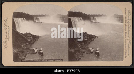 . Stürze aus Suspension Bridge, Niagara. Abdeckung: 1860?-1895?. Quelle Impressum: Niagara Falls, NY: Charles Bierstadt, 1860?-1895?. Digitale Element veröffentlicht 12-1-2005; 2-11-2009 aktualisiert. 101 Fälle von Suspension Bridge, Niagara, von Robert N. Dennis Sammlung von stereoskopische Ansichten Stockfoto