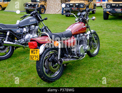 Die 2018 Badewanne Festival des Autofahrens bei Walcot Rugby Ground, Badewanne Somerset England uk Kawasaki Z1000 Stockfoto