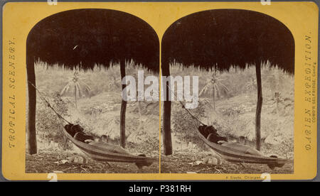 . Eine Siesta, Chipigana. Alternative Titel: tropische Landschaft. Darien Expedition. Comd'r Selfridge, comd 'g. Abdeckung: 1870?-1871?. Digitale Element veröffentlicht 9-7 2006; Aktualisiert im 6-25 2010. 13 eine Siesta, Chipigana, von Robert N. Dennis Sammlung von stereoskopische Ansichten Stockfoto