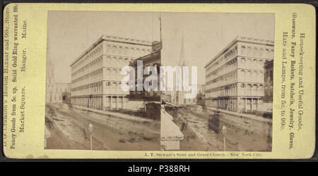 14 A.T. Stewart's Store und Grace Church, New York City, von Robert N. Dennis Sammlung von stereoskopische Ansichten Stockfoto