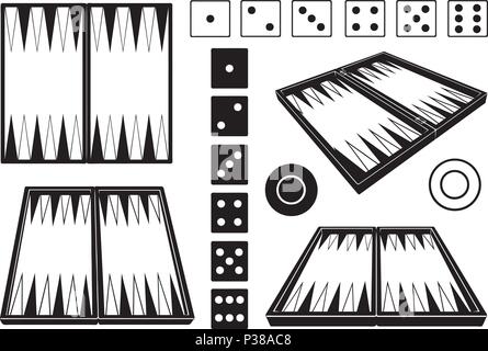Satz von verschiedenen Backgammon boards isoliert auf weißem Stock Vektor