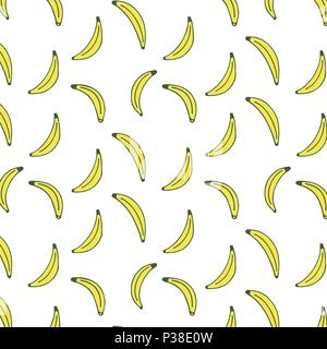 Nahtlose Muster von Bananen. Vector Illustration. Essen Wallpaper von Früchten. Stock Vektor