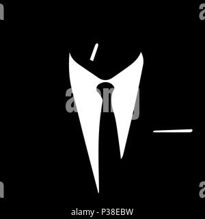 Silhouette eines Mannes in einen Anzug und eine Krawatte mit einer Zigarette. Vector schwarz und weiß Abbildung. Stock Vektor