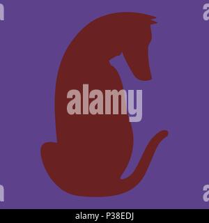 Optische Illusion eines sitzenden Hund und eine Katze gehen. Vector Illustration. Ein Roter Hund und eine lila Katze, verschmilzt mit dem Hintergrund Stock Vektor