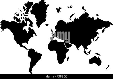 Schwarz und Weiß Weltkarte. Vektorielle Abbildung. Stock Vektor