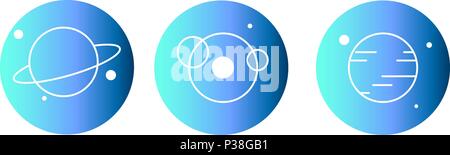 Set space Illustrationen. Eine Reihe von Planeten auf blauem Hintergrund. Vector Illustration. Stock Vektor