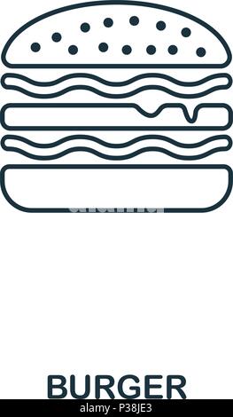 Einfache Gliederung Burger Symbol. Pixel Perfect lineares Element. Burger Symbol outline Style für den Einsatz in mobile App, Web UI, drucken. Stock Vektor