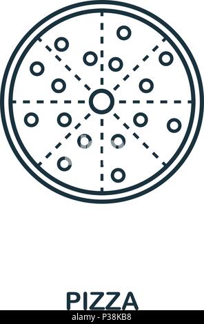 Einfache Gliederung Pizza Symbol. Pixel Perfect lineares Element. Pizza Symbol outline Style für den Einsatz in mobile App, Web UI, drucken. Stock Vektor
