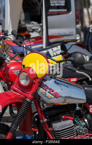 FANO LIDO, ITALIEN - JUNI 10 - 2018: Alte Motocross in einer Exposition IN SAPORI E MOTORI FANO SOMMER 2018 Stockfoto