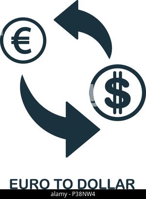 Euro zu Dollar Symbol. Mobile App, Druck, Web site Symbol. Einfaches Element singen. Monochrome Euro zu Dollar Symbol Abbildung. Stock Vektor