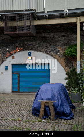 Kleine Unternehmen unter den Bögen mit Bahn und S-Bahn Station, neu entwickelt werden Luxus Gehäuse und neue Geschäfte in Peckham, Lo zu bauen Stockfoto