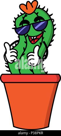 Bunte Cartoon Party Kaktus Charakter Vector Illustration Stock Vektor
