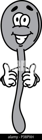 Cartoon Illustration der Löffel mit Daumen hoch, Vektor Stock Vektor