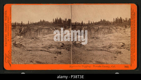 . Hydraulische Graben, Nevada County, Cal. Alternative Titel: Pacific Coast Ansichten, Nr. 1821. Erstellt: 1865-1876. Abdeckung: 1865-1876. Digitale Element veröffentlicht 6-15 2005; 2-12-2009 aktualisiert. 147 Hydraulische Graben, Nevada County, Cal, von Taber, I. W. (Jesaja West), 1830-1912 Stockfoto