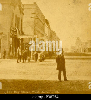. Bay Street, Jacksonville, Florida, USA. Trockene Ware shop Furchgott, Benedikt & Co (est. 1871) ist sichtbar auf der linken Seite. ca. 1871-1906. Unbekannt 1 Bay Street, West, Jacksonville, Fla, von Robert N. Dennis Sammlung von stereoskopische Ansichten detail Stockfoto
